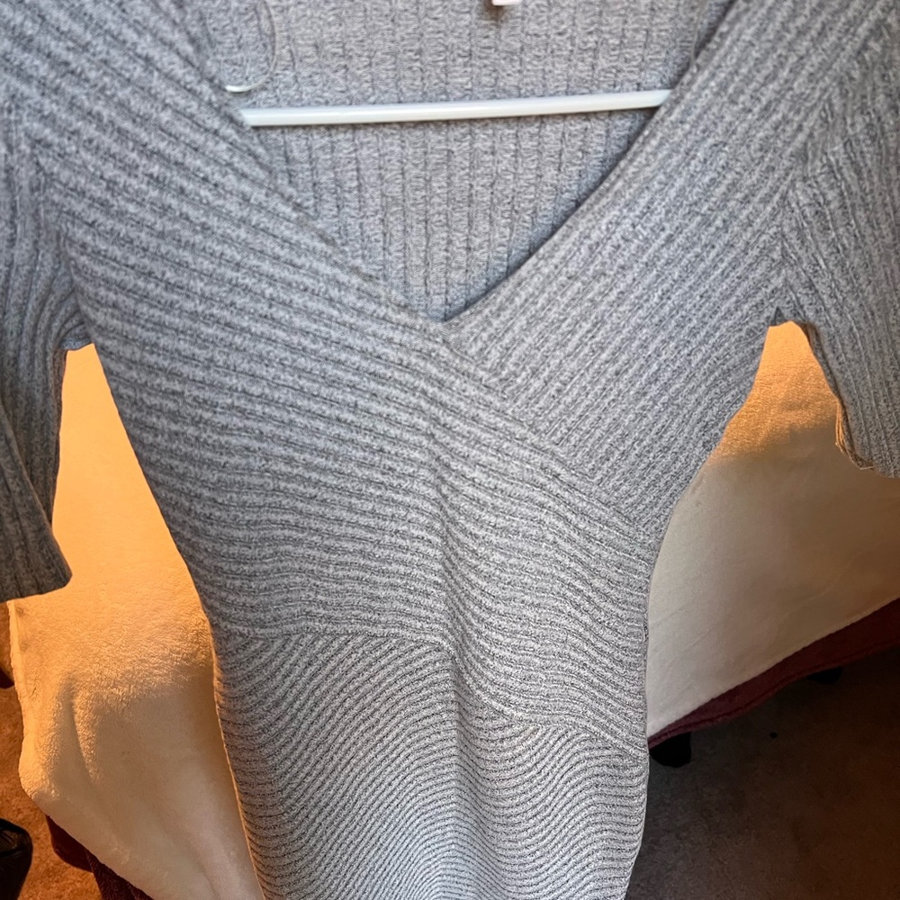 Candie's Gray Ribbed Midi Dress